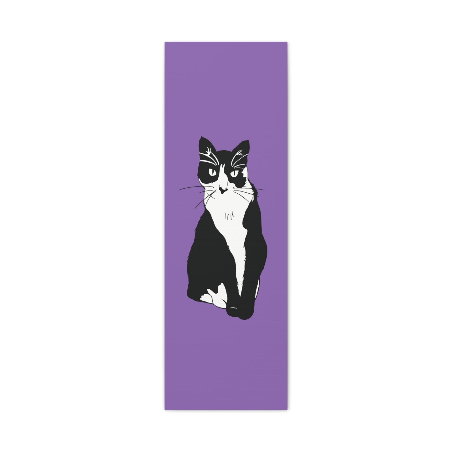 Cat Canvas on Light Purple (B&W Style Cat) - Cat Drawing Art