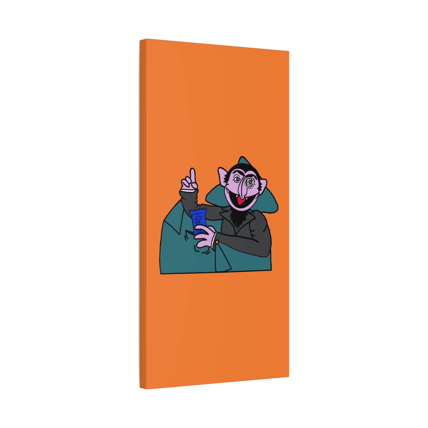 The Count Stealing Candy Canvas Print Orange - Sesame Street The Count Parody Art