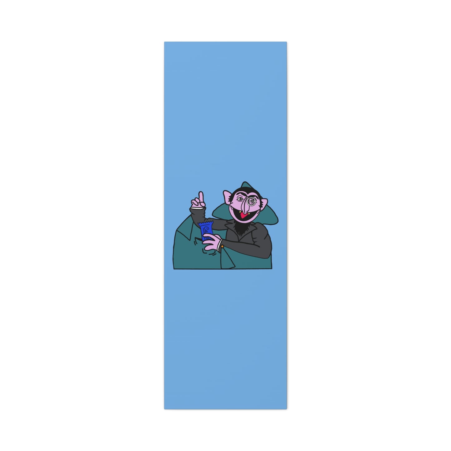 The Count Stealing Candy Canvas Print Light Blue - Sesame Street The Count Parody Art