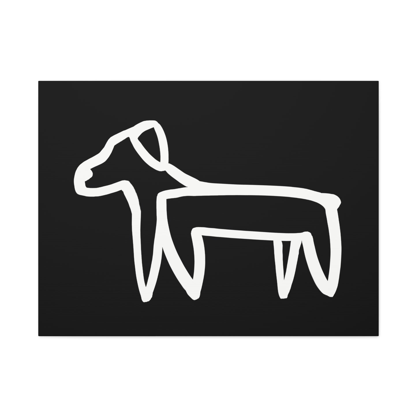 Dog Canvas Print on Black (Transparent Style White Dog) - Dog Art Print