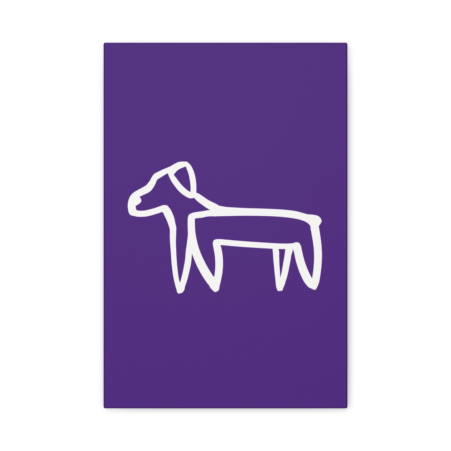 Dog Canvas Print on Purple (Transparent Style White Dog) - Dog Art Print