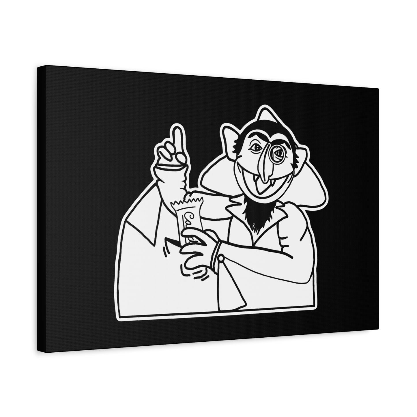 The Count Stealing Candy Outline Canvas Print Black - Sesame Street The Count Parody Canvas Art
