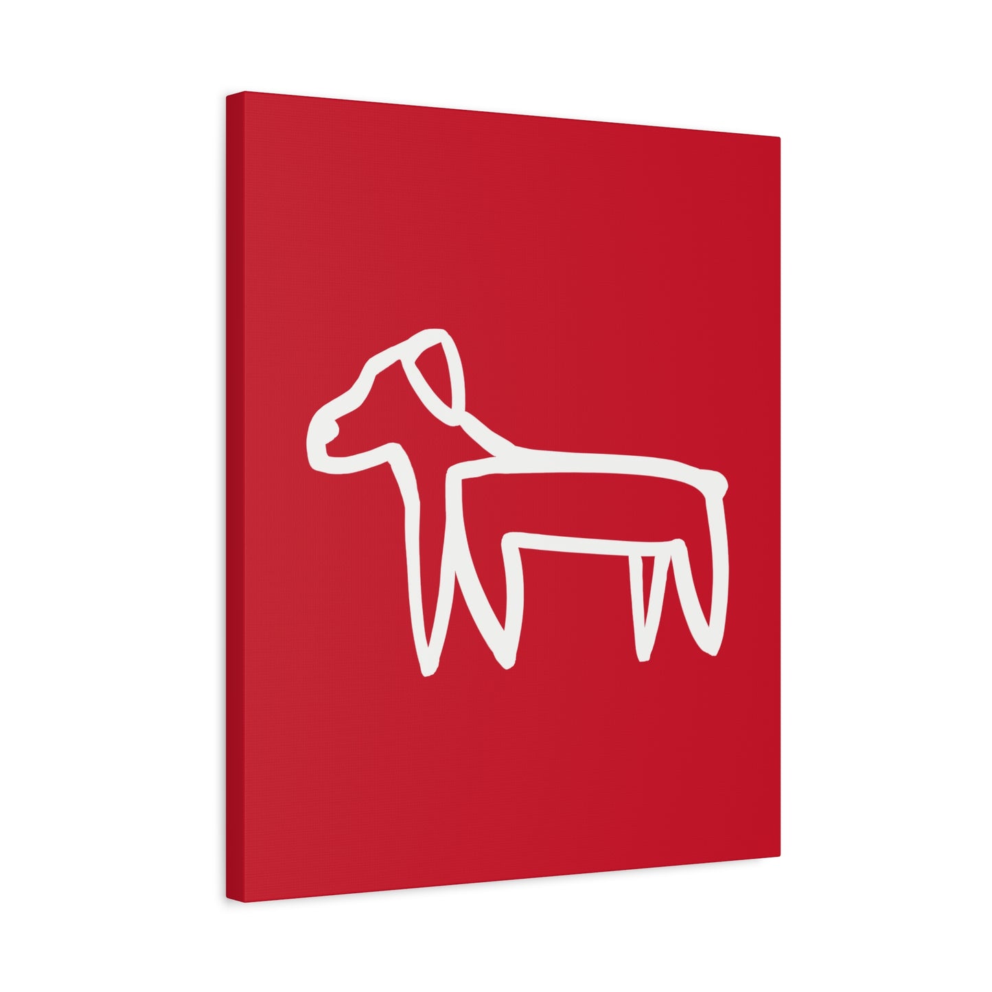 Dog Canvas Print on Red (Transparent Style White Dog) - Dog Art Print