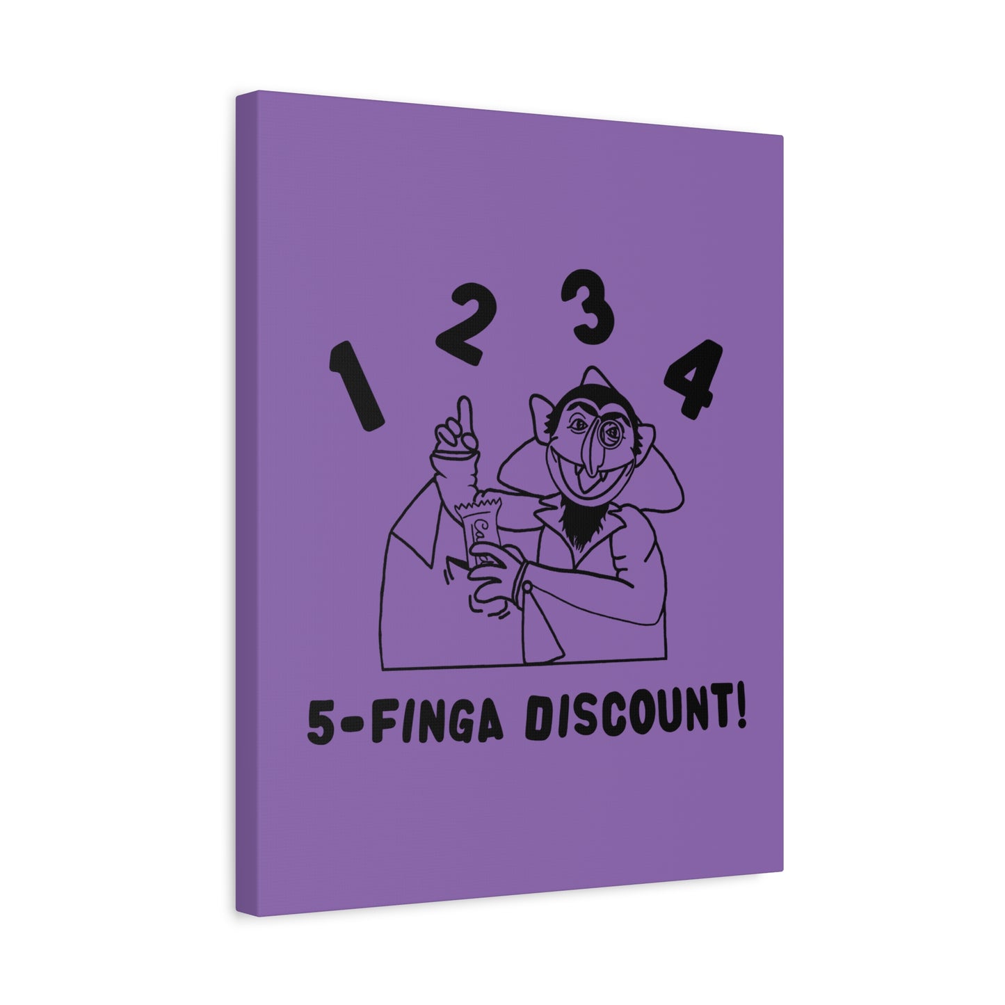 Five Finger Discount Outline Canvas Print Light Purple - Sesame Street The Count Parody Art Print