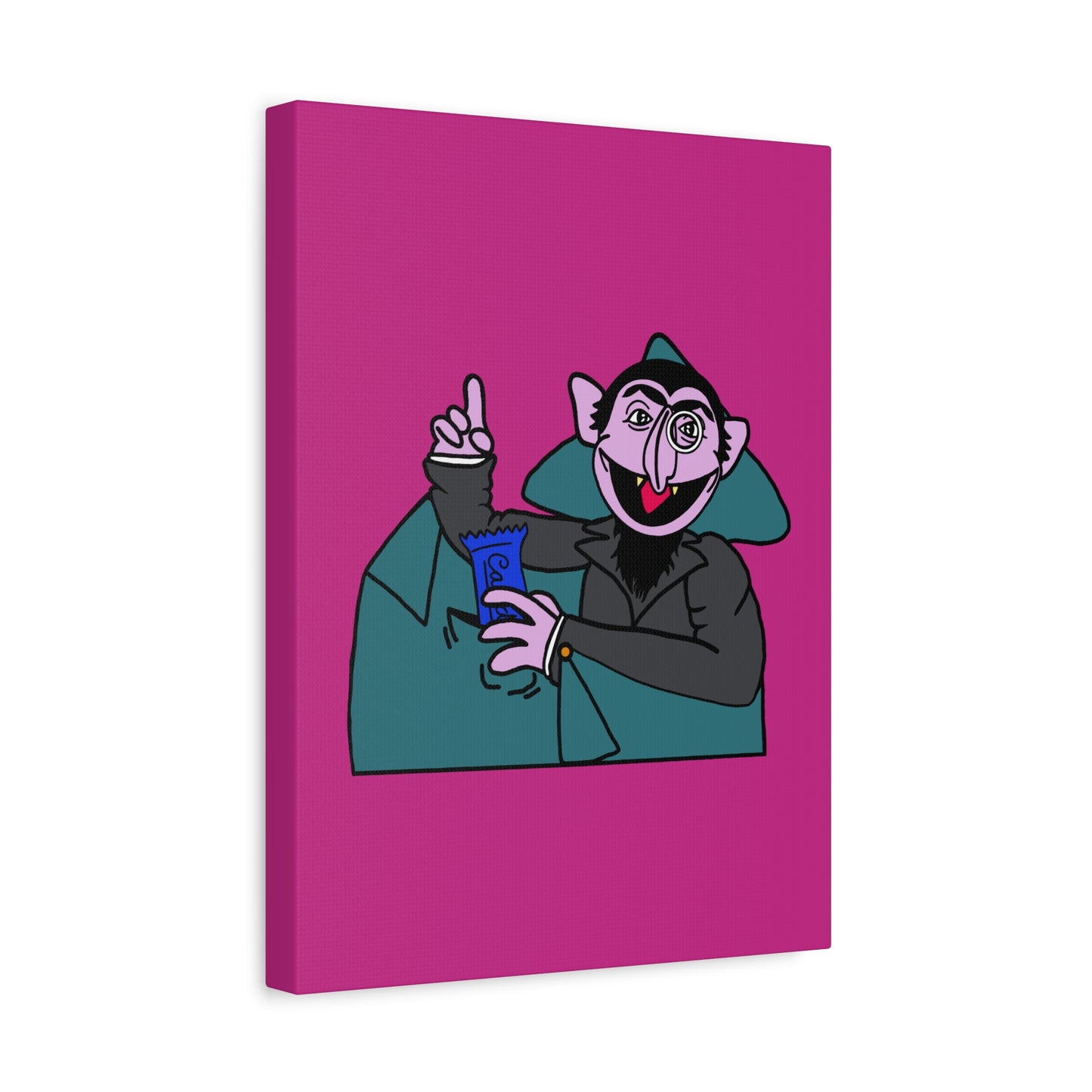 The Count Stealing Candy Canvas Print Pink - Sesame Street The Count Parody Art