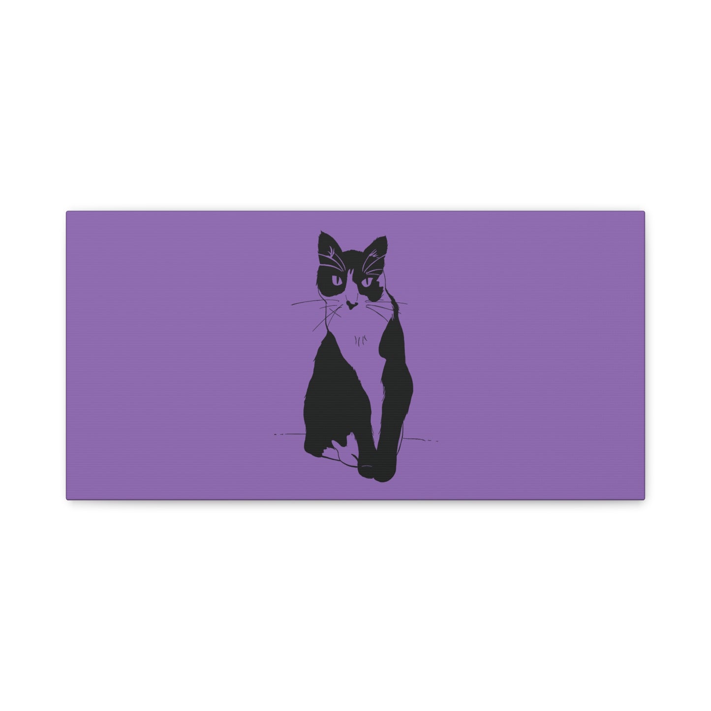 Cat Canvas Print on Purple (Transparent Style Cat) - Cat Drawing Art