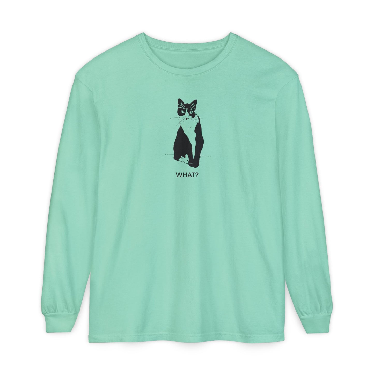 Cattitude Long Sleeve Tee (Transparent Style Cat) - Cat What Shirt