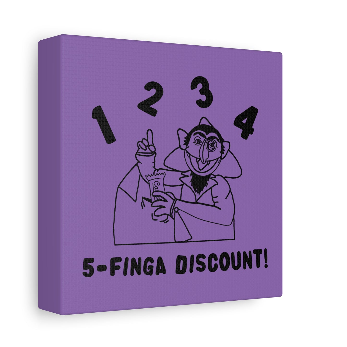 Five Finger Discount Outline Canvas Print Light Purple - Sesame Street The Count Parody Art Print