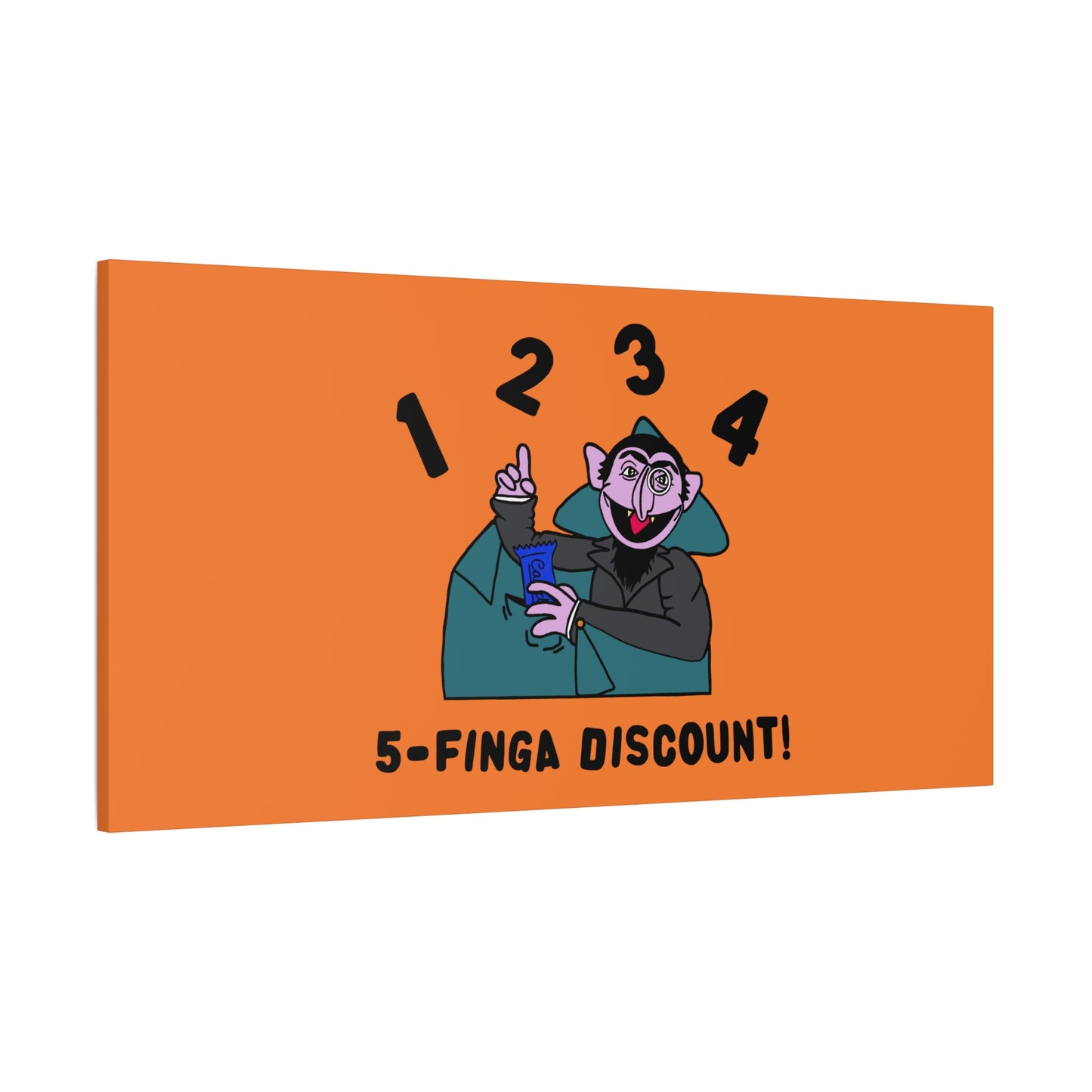 Five Finger Discount Canvas Print Light Orange - Sesame Street The Count Parody Art Print