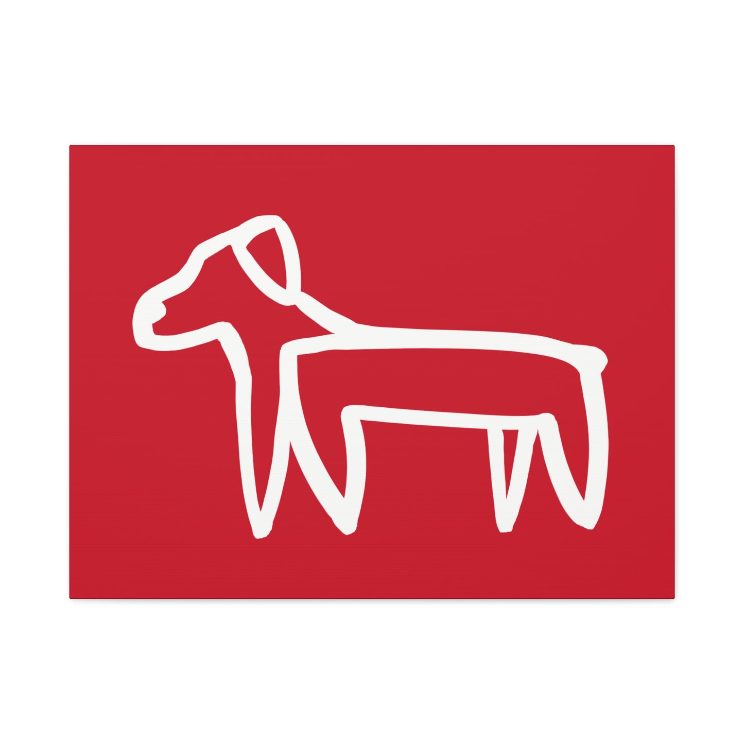 Dog Canvas Print on Red (Transparent Style White Dog) - Dog Art Print