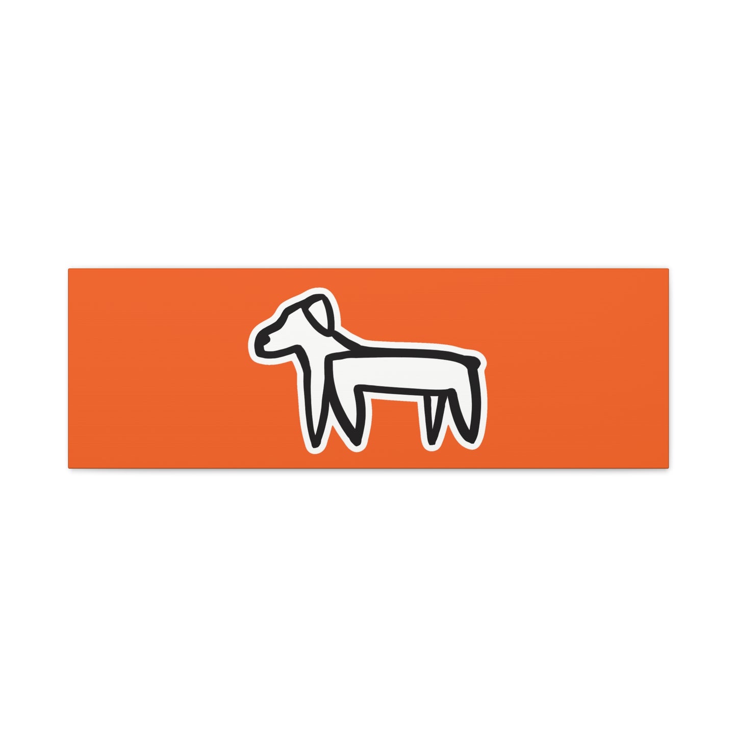 Dog Canvas Print on Orange (Sticker Style White Dog) - Dog Art Print
