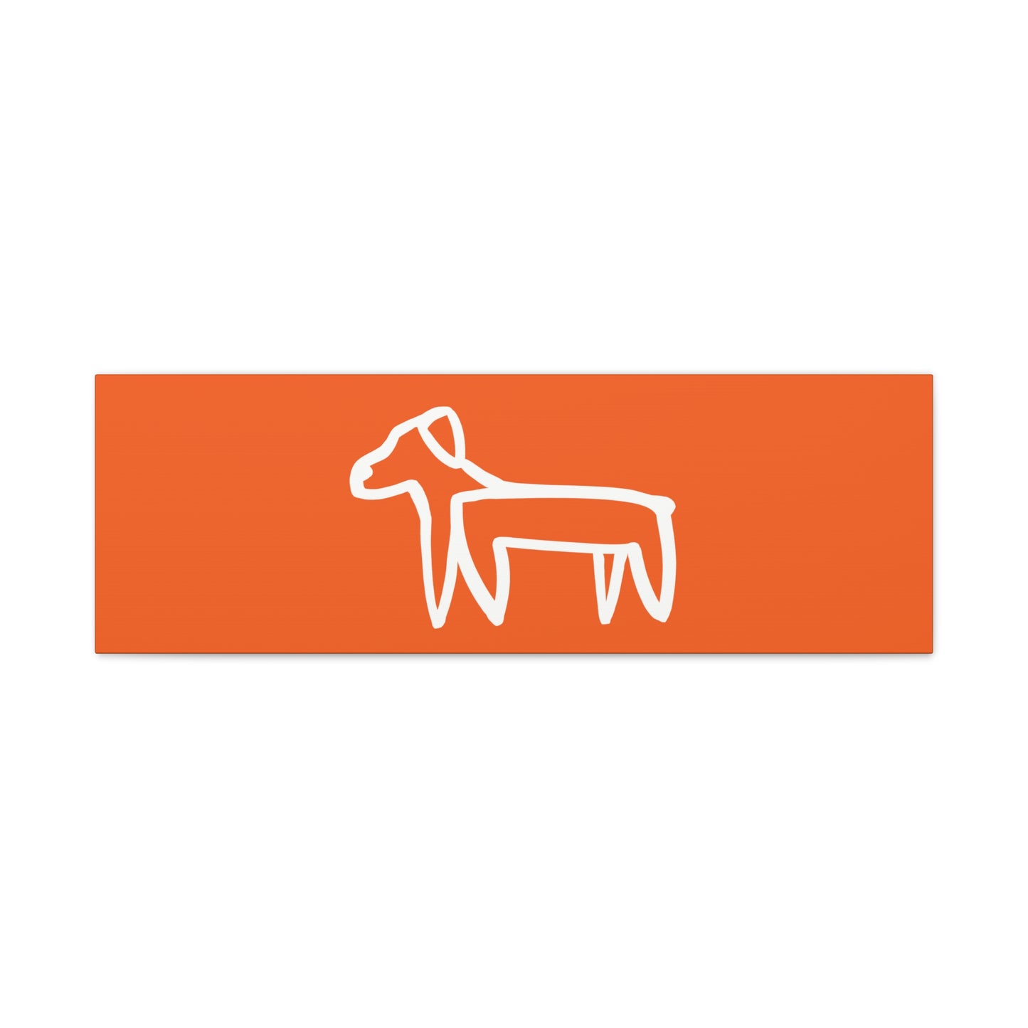 Dog Canvas Print on Orange (Transparent Style White Dog) - Dog Art Print