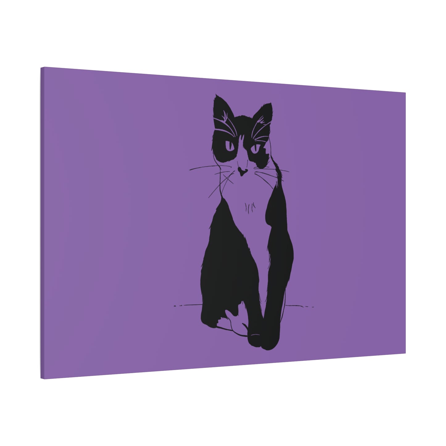 Cat Canvas Print on Purple (Transparent Style Cat) - Cat Drawing Art