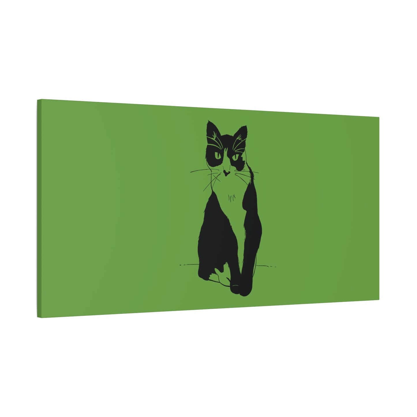 Cat Canvas Print on Green (Transparent Style Cat) - Cat Drawing Art