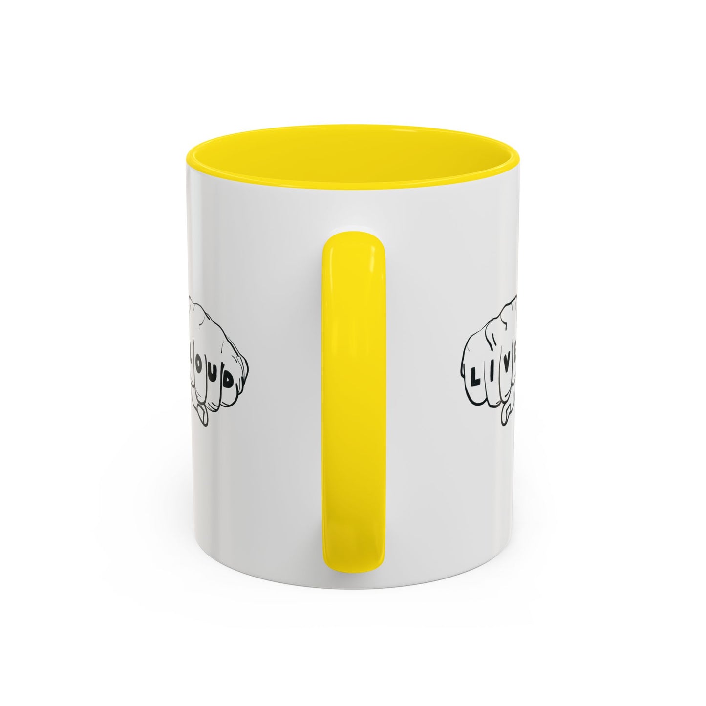 Live Loud Knuckle Tats Tattooed Fists - Four Fists Accent Mug