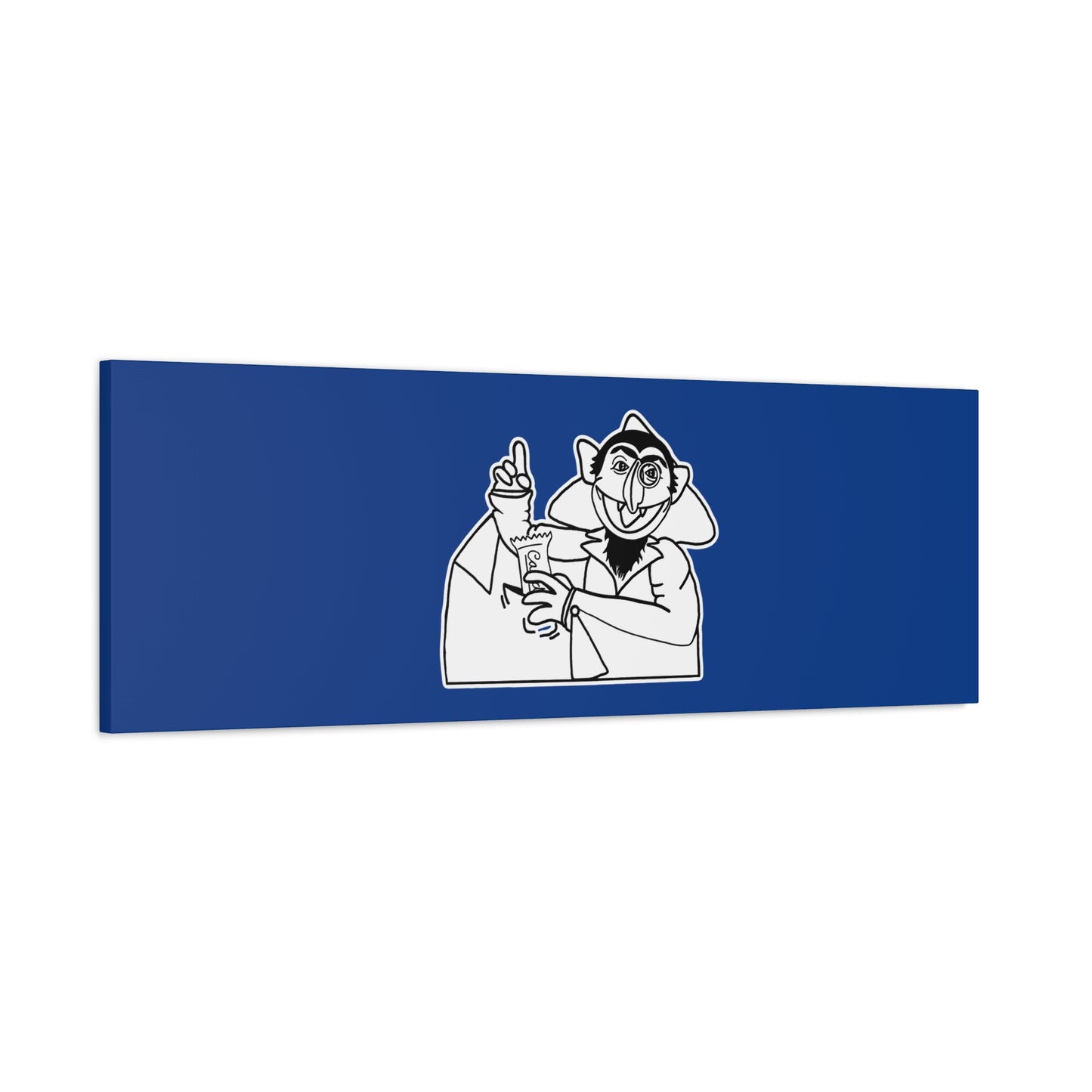 The Count Stealing Candy Outline Canvas Print Dark Blue - Sesame Street The Count Parody Art