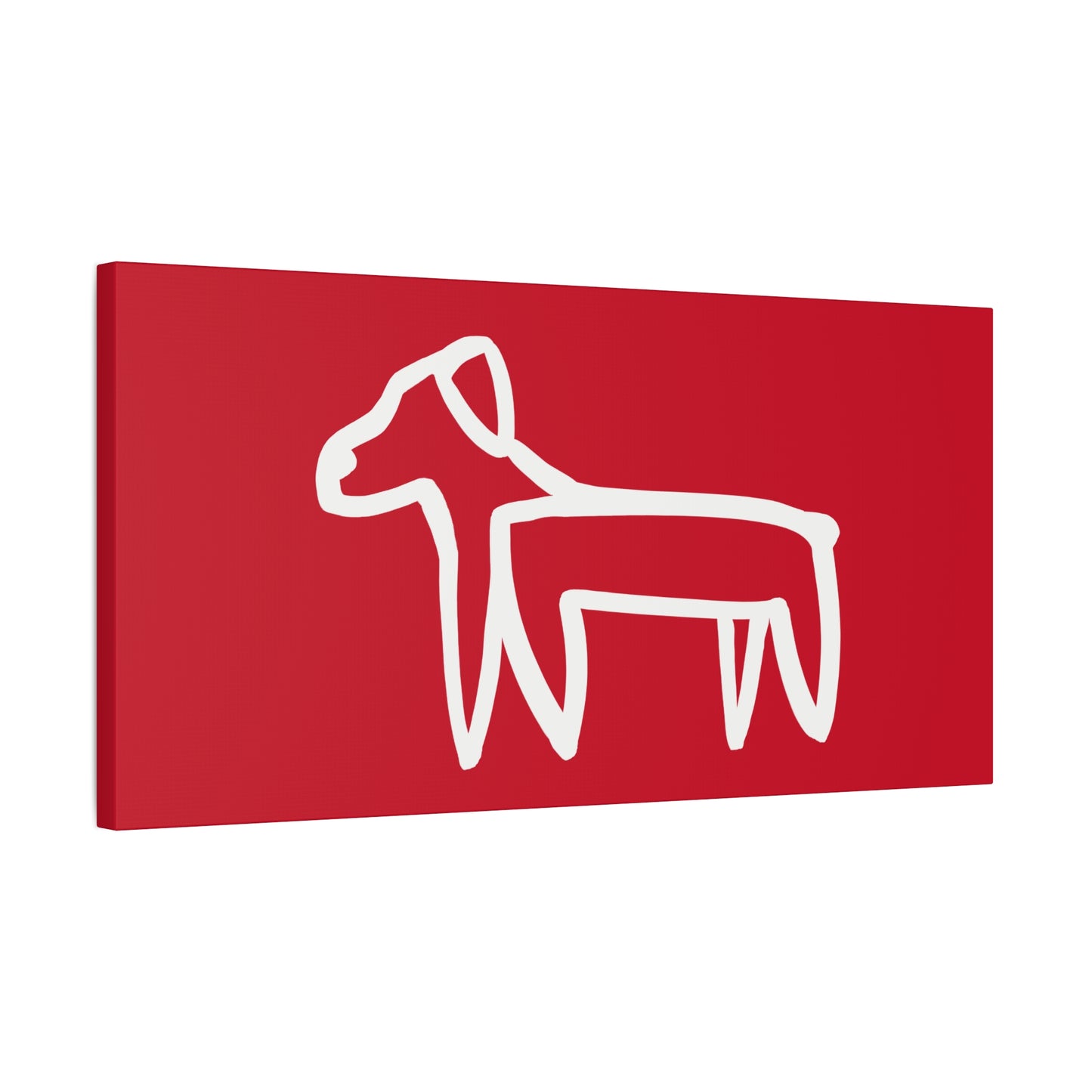 Dog Canvas Print on Red (Transparent Style White Dog) - Dog Art Print