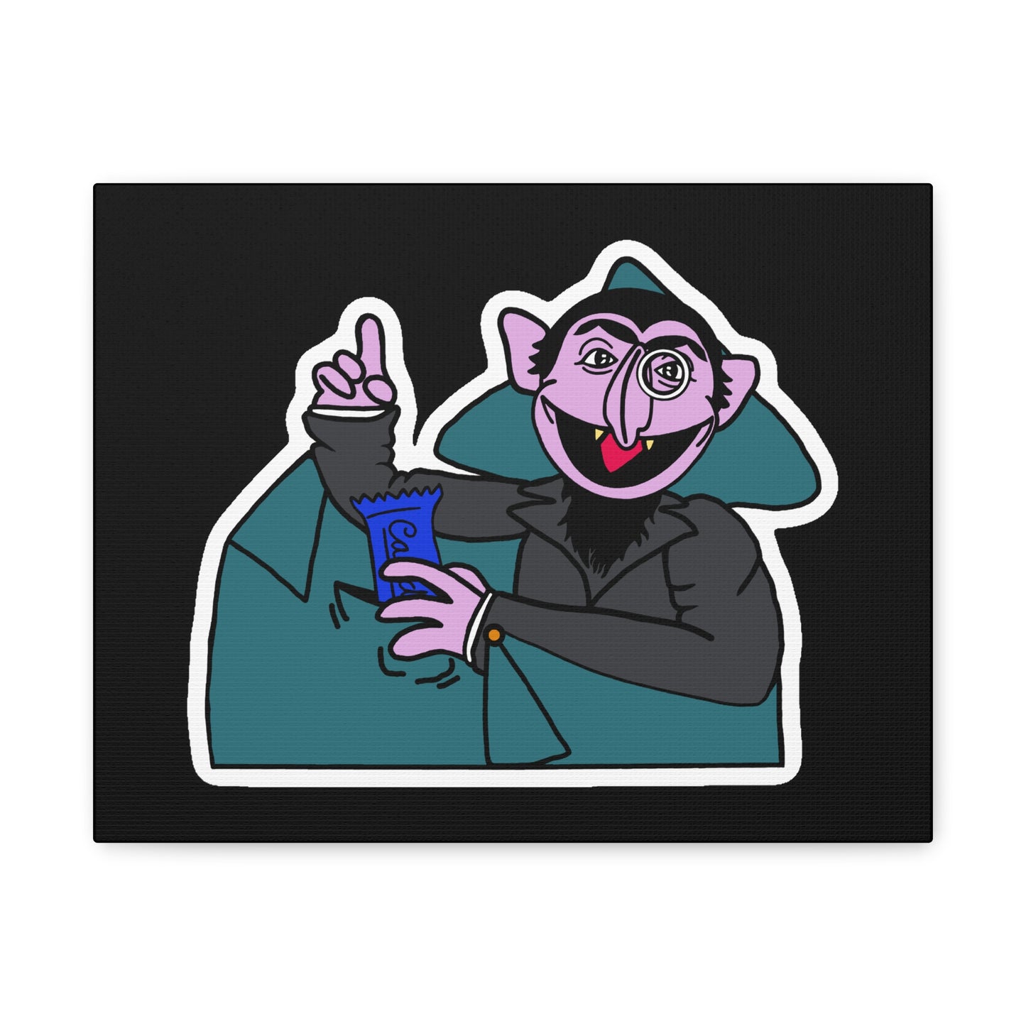 The Count Stealing Candy Canvas Print Black - Sesame Street The Count Parody Art