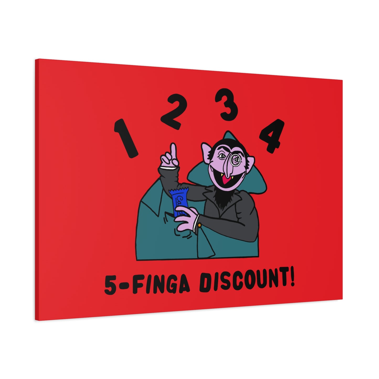 Five Finger Discount Canvas Print Red - Sesame Street The Count Parody Art Print