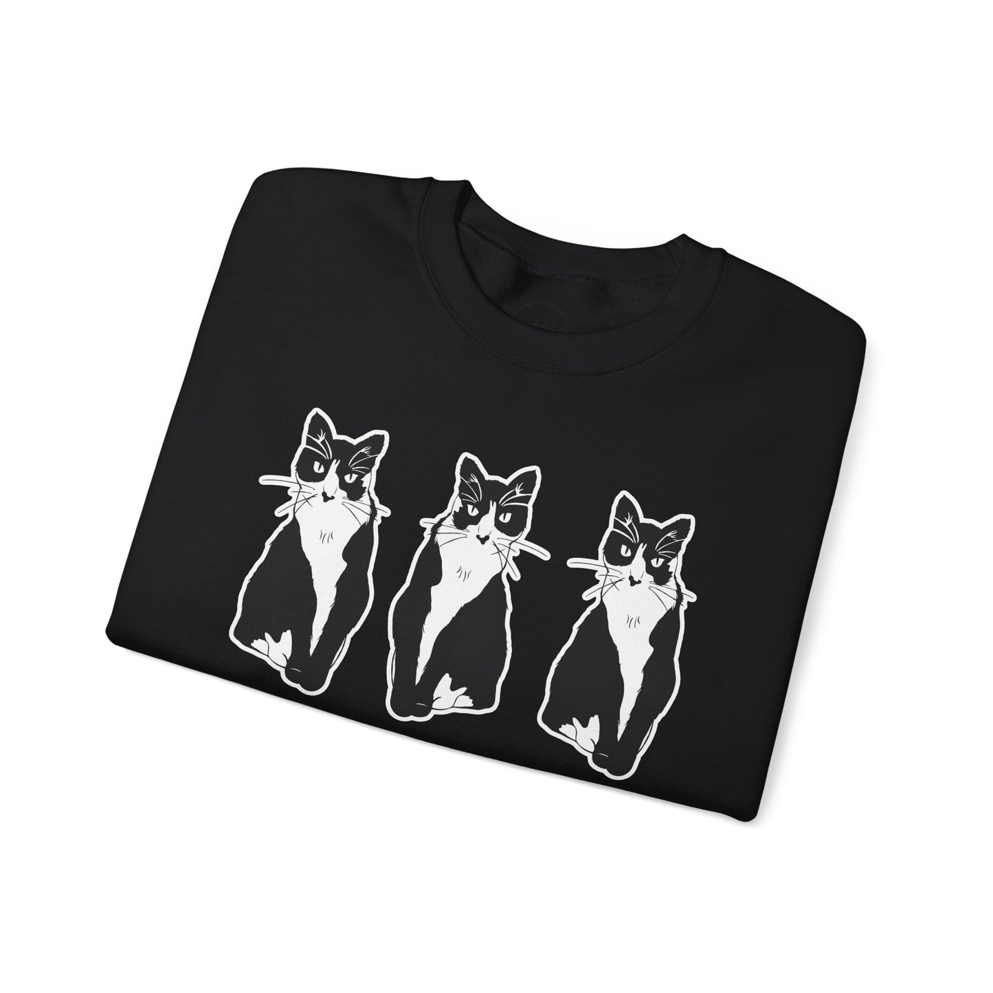Cat x3 Sweatshirt (Sticker Style Cat) - Cat Drawing Sweatshirt