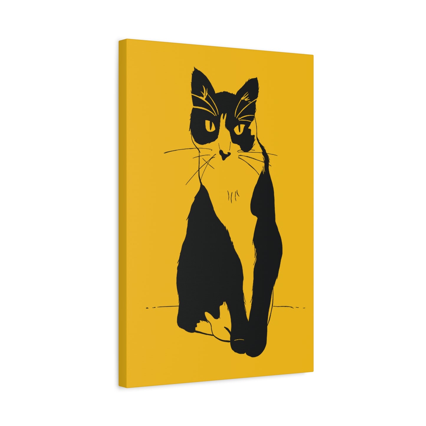 Cat Canvas Print on Yellow (Transparent Style Cat) - Cat Drawing Art