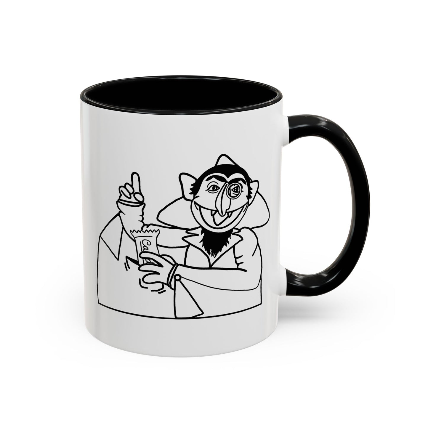 The Count Stealing Candy Outline Accent Mug - Sesame Street The Count Parody Coffee Mug