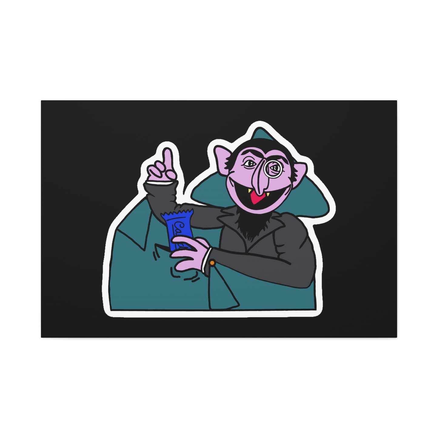 The Count Stealing Candy Canvas Print Black - Sesame Street The Count Parody Art
