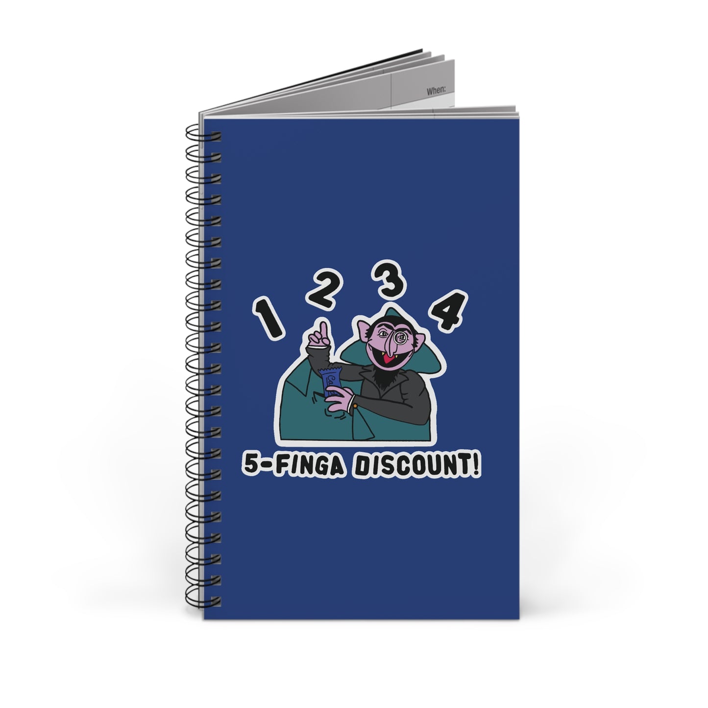 Five Finger Discount Notebook Dark Blue - Sesame Street The Count Parody Spiral Notebook