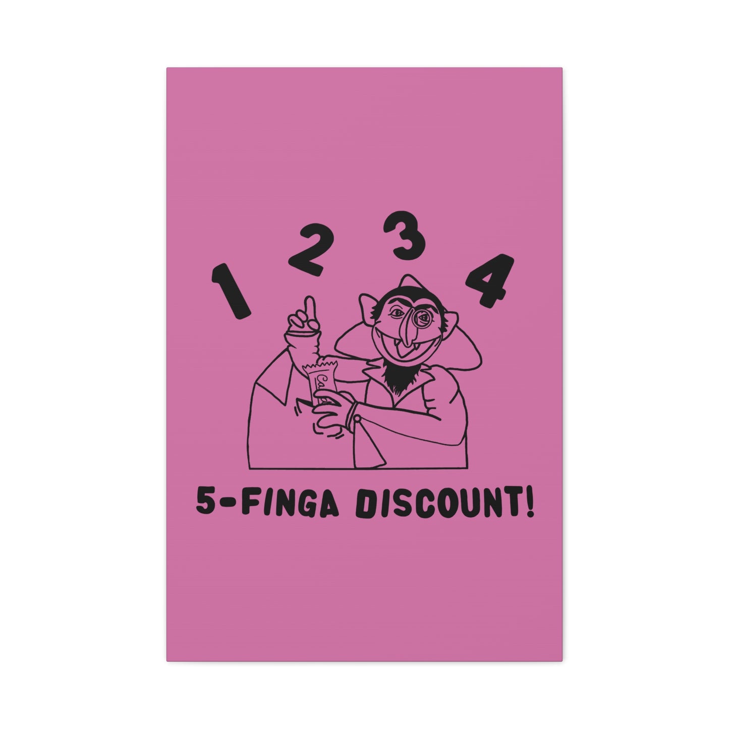Five Finger Discount Outline Canvas Print Light Pink - Sesame Street The Count Parody Art Print