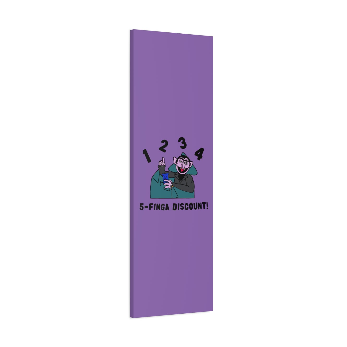 Five Finger Discount Canvas Print Light Purple - Sesame Street The Count Parody Art Print