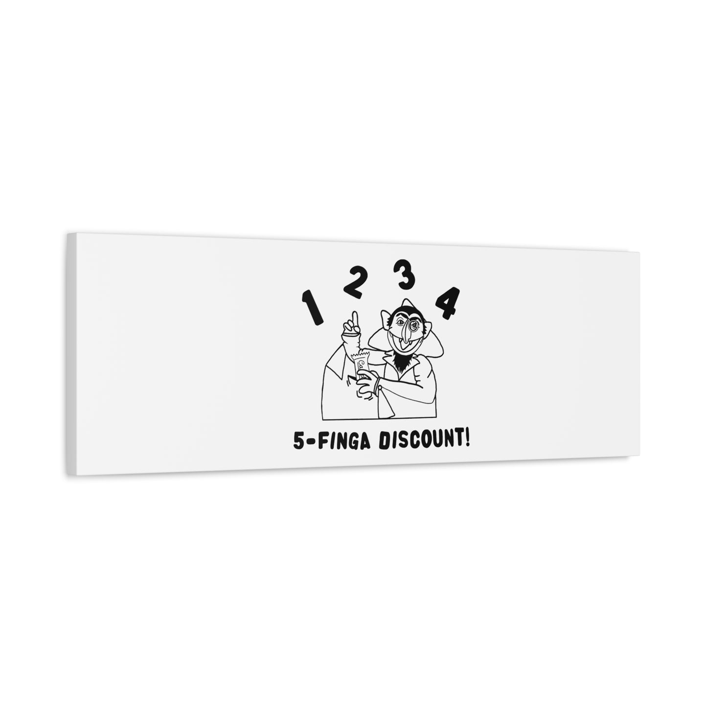 Five Finger Discount Outline Canvas Print White - Sesame Street The Count Parody Art Print
