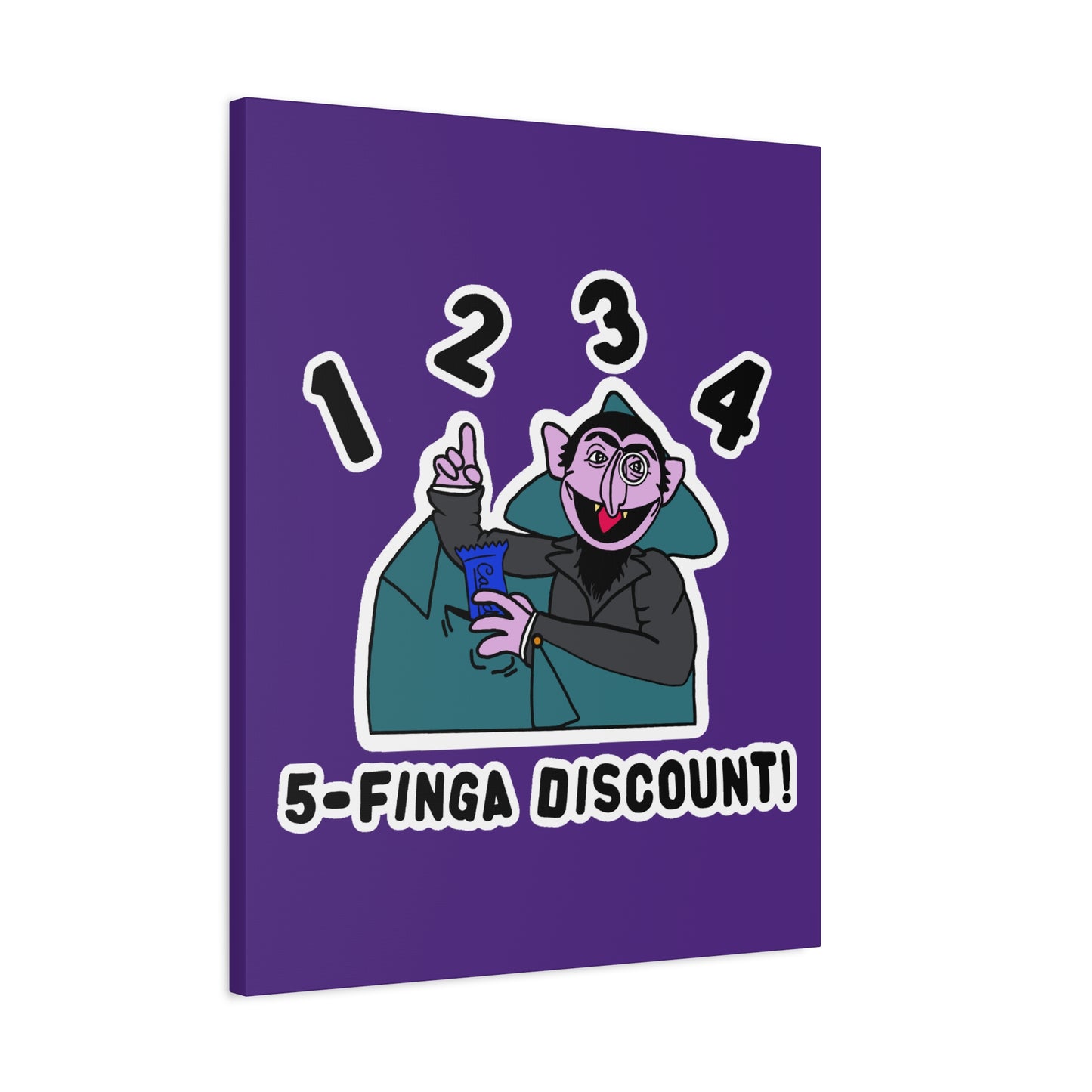 Five Finger Discount Canvas Print Light Purple - Sesame Street The Count Parody Art Print