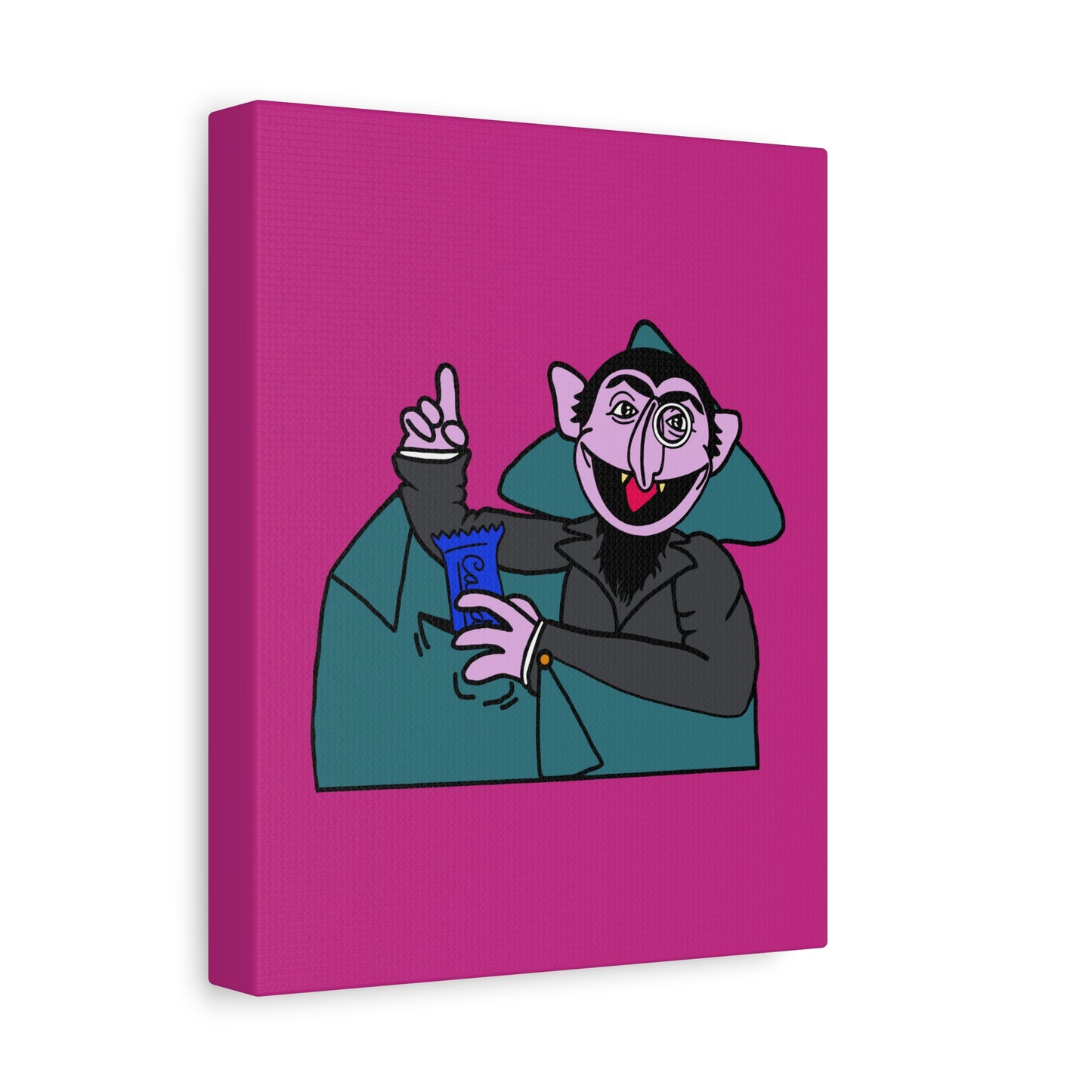 The Count Stealing Candy Canvas Print Pink - Sesame Street The Count Parody Art