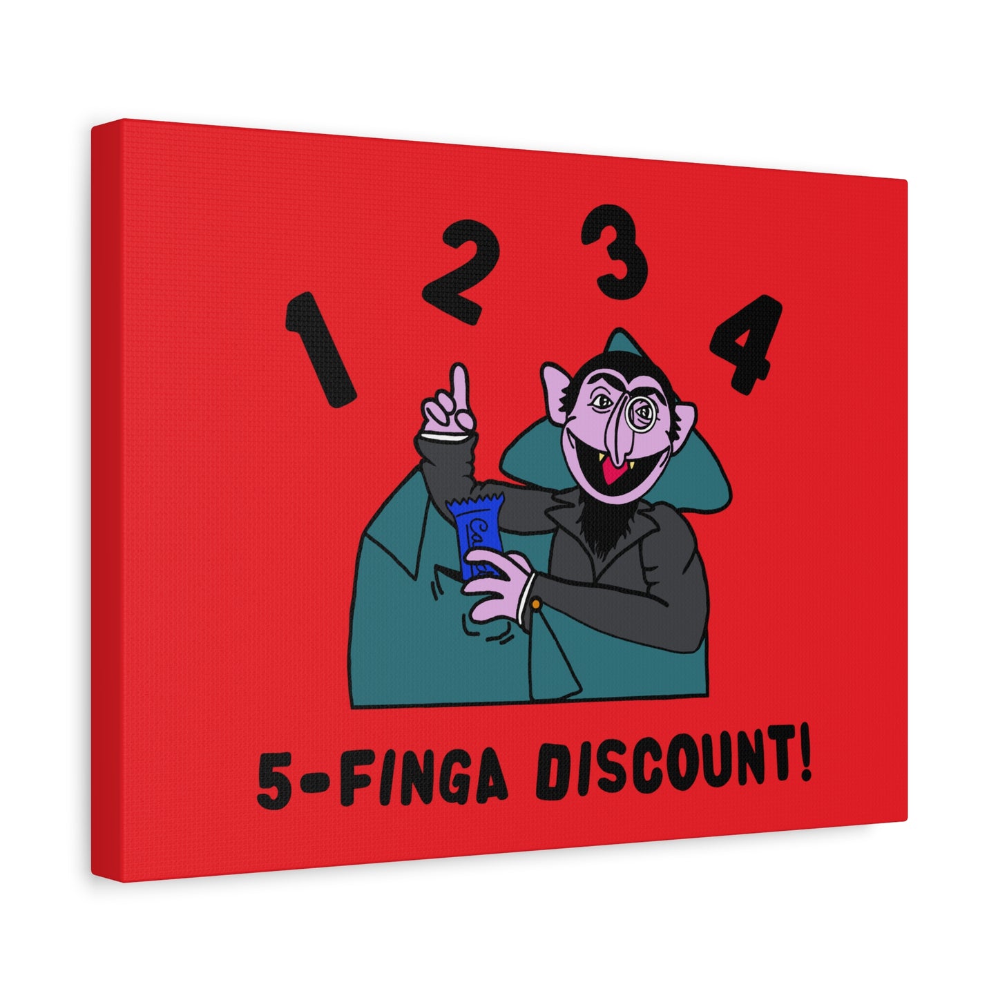 Five Finger Discount Canvas Print Red - Sesame Street The Count Parody Art Print