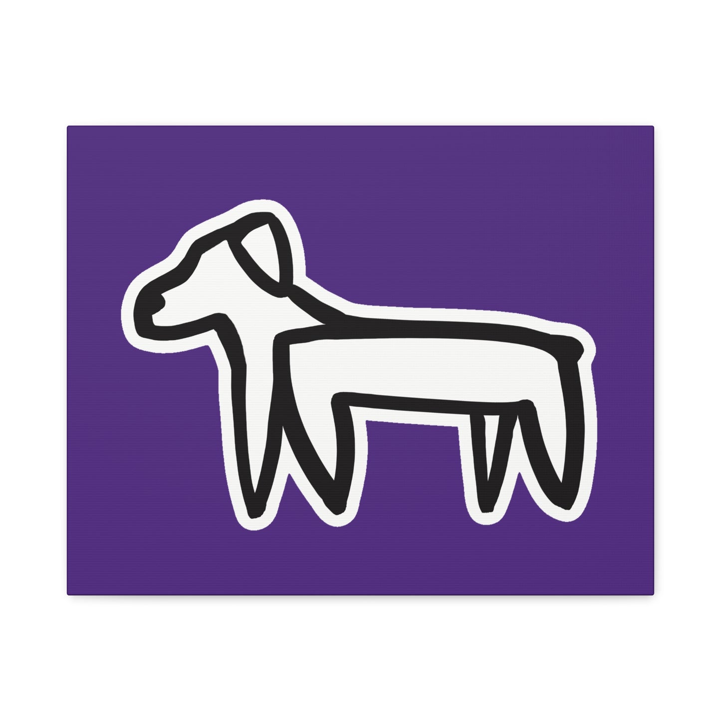Dog Canvas Print on Purple (Sticker Style White Dog) - Dog Art Print