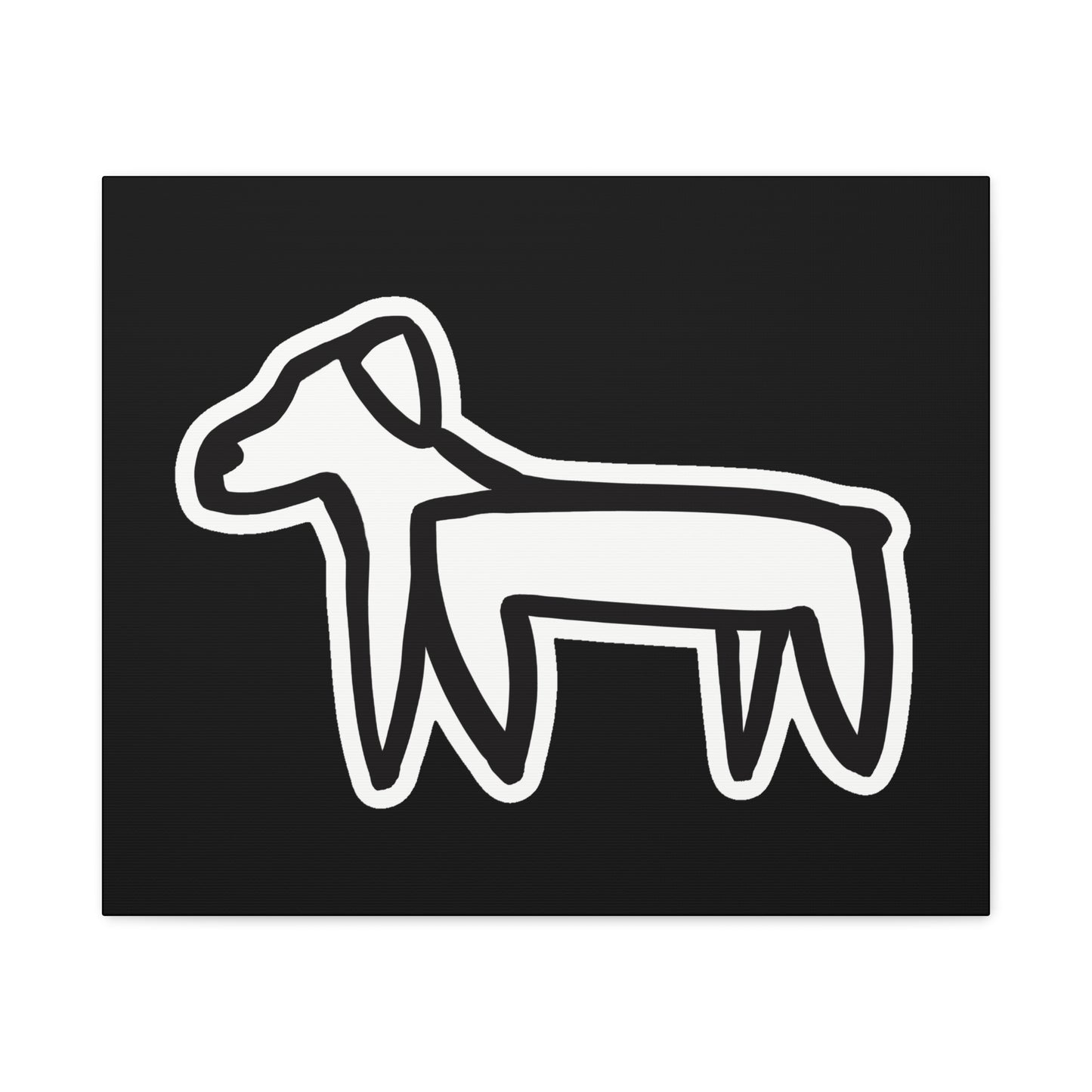 Dog Canvas Print on Black (Sticker Style Dog) - Dog Art Print