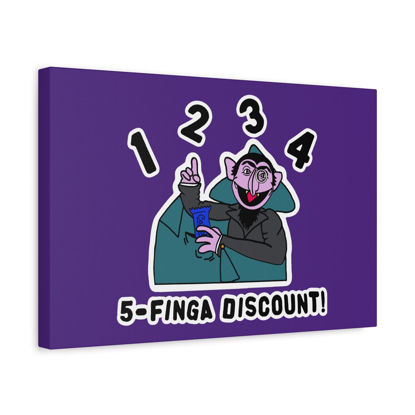 Five Finger Discount Canvas Print Light Purple - Sesame Street The Count Parody Art Print