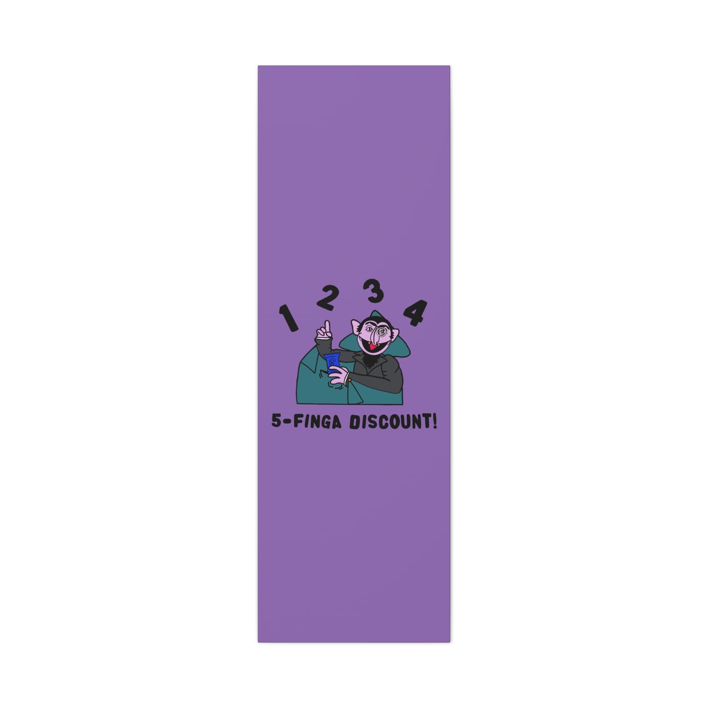 Five Finger Discount Canvas Print Light Purple - Sesame Street The Count Parody Art Print