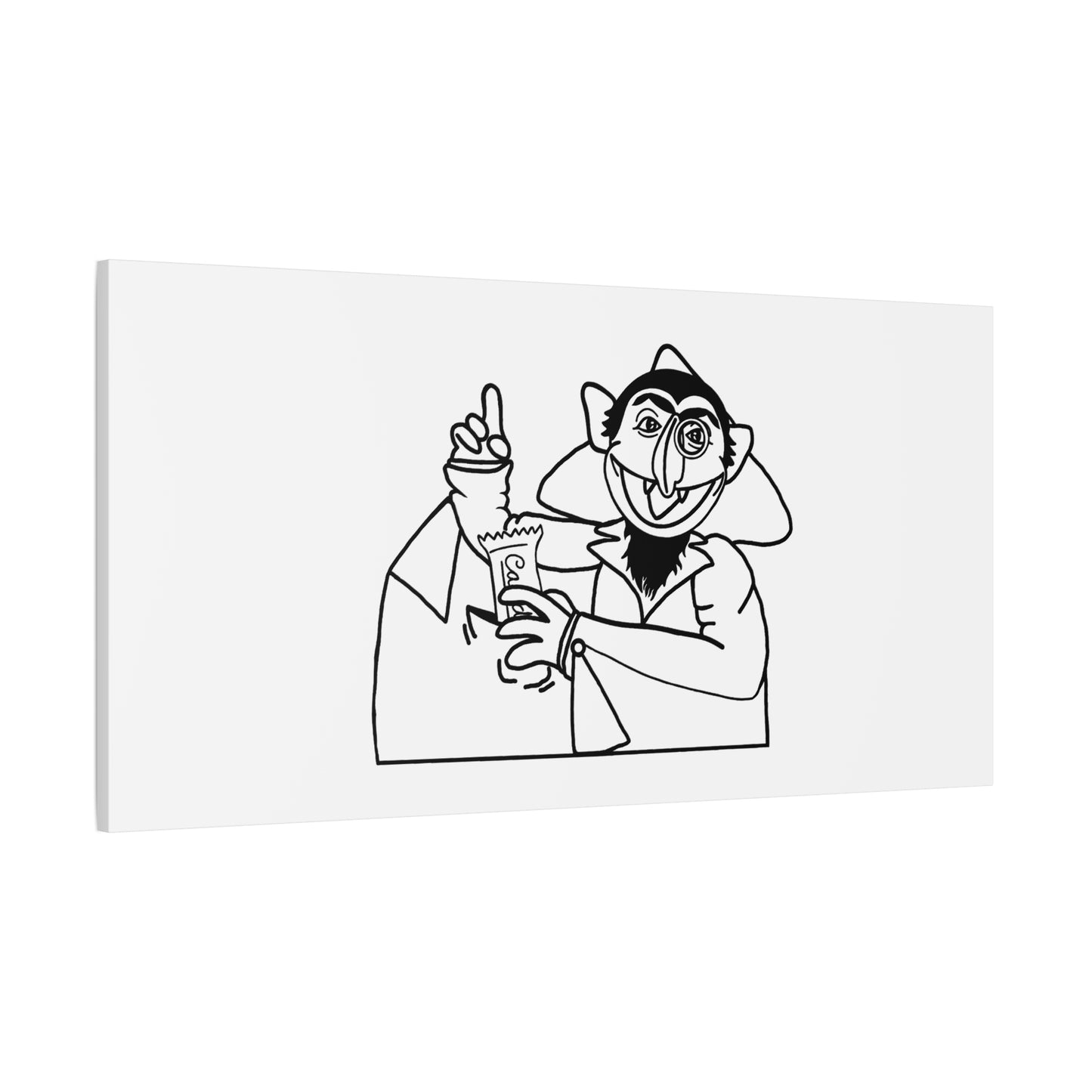 The Count Stealing Candy Outline Canvas Print White - Sesame Street The Count Parody Art
