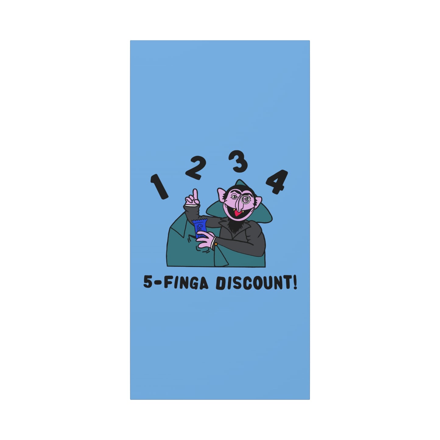 Five Finger Discount Canvas Print Light Blue - Sesame Street The Count Parody Art Print