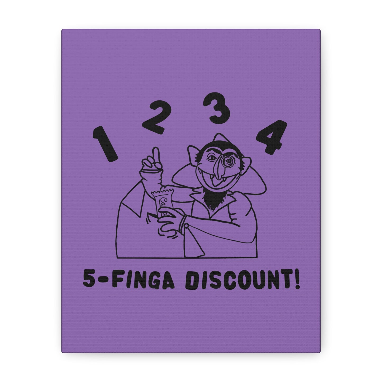 Five Finger Discount Outline Canvas Print Light Purple - Sesame Street The Count Parody Art Print