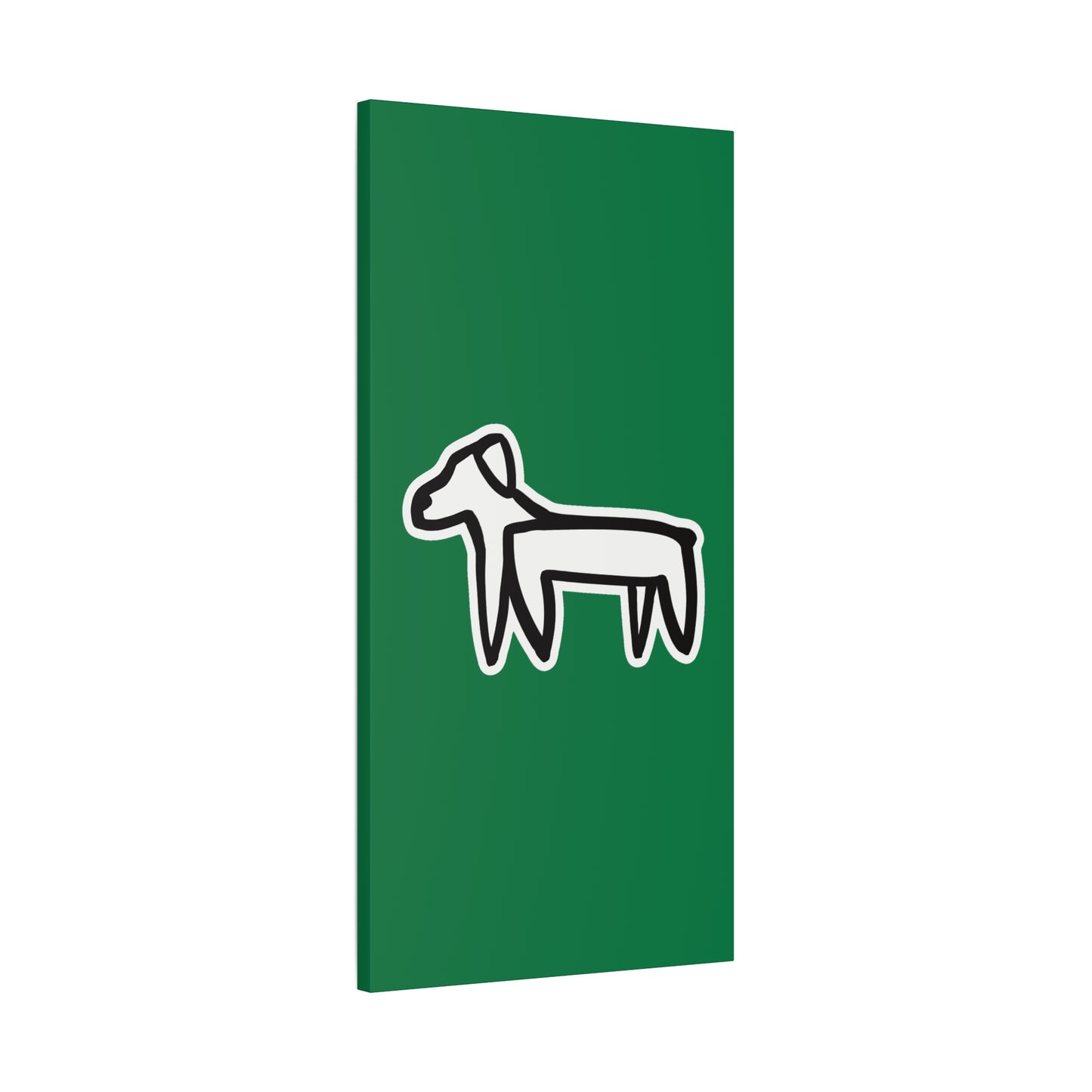 Dog Canvas Print on Green (Sticker Style White Dog) - Dog Art Print