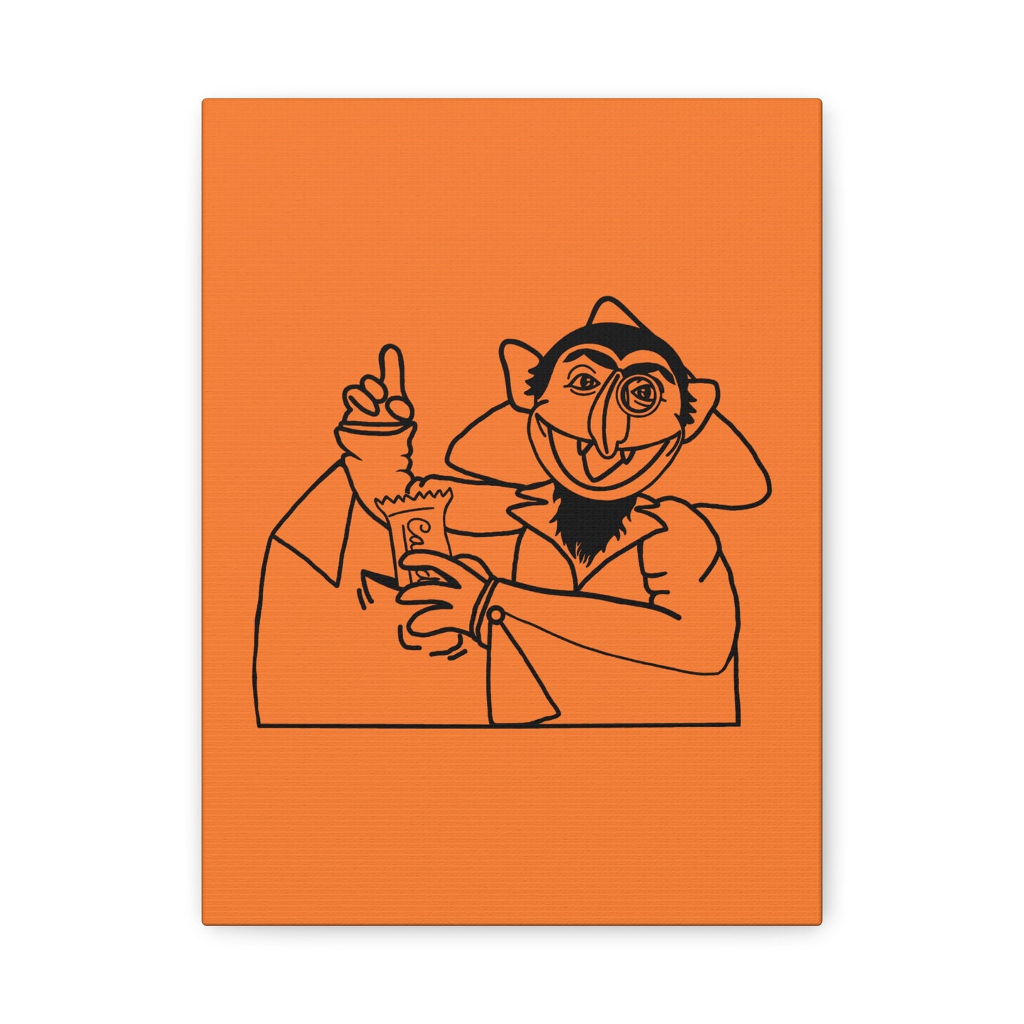 The Count Stealing Candy Outline Canvas Print Light Orange - Sesame Street The Count Parody Art