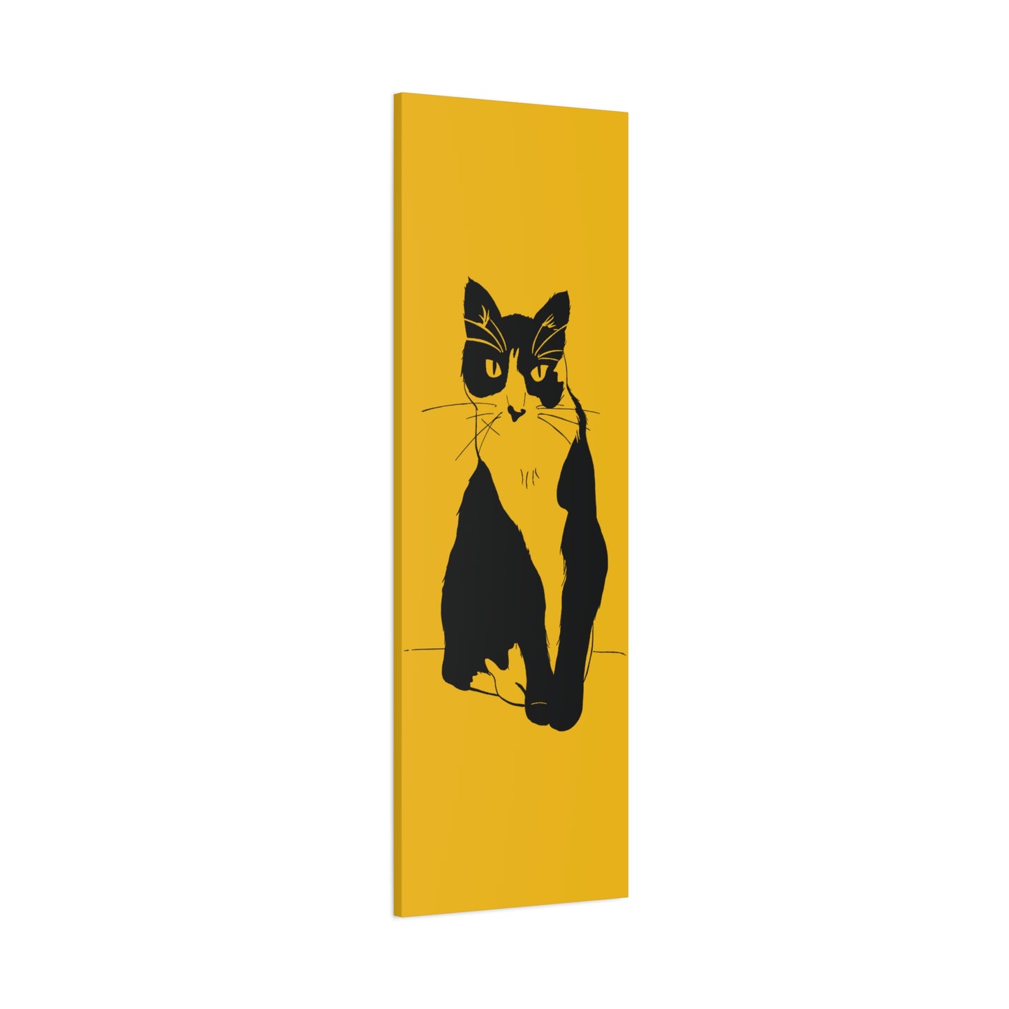 Cat Canvas Print on Yellow (Transparent Style Cat) - Cat Drawing Art
