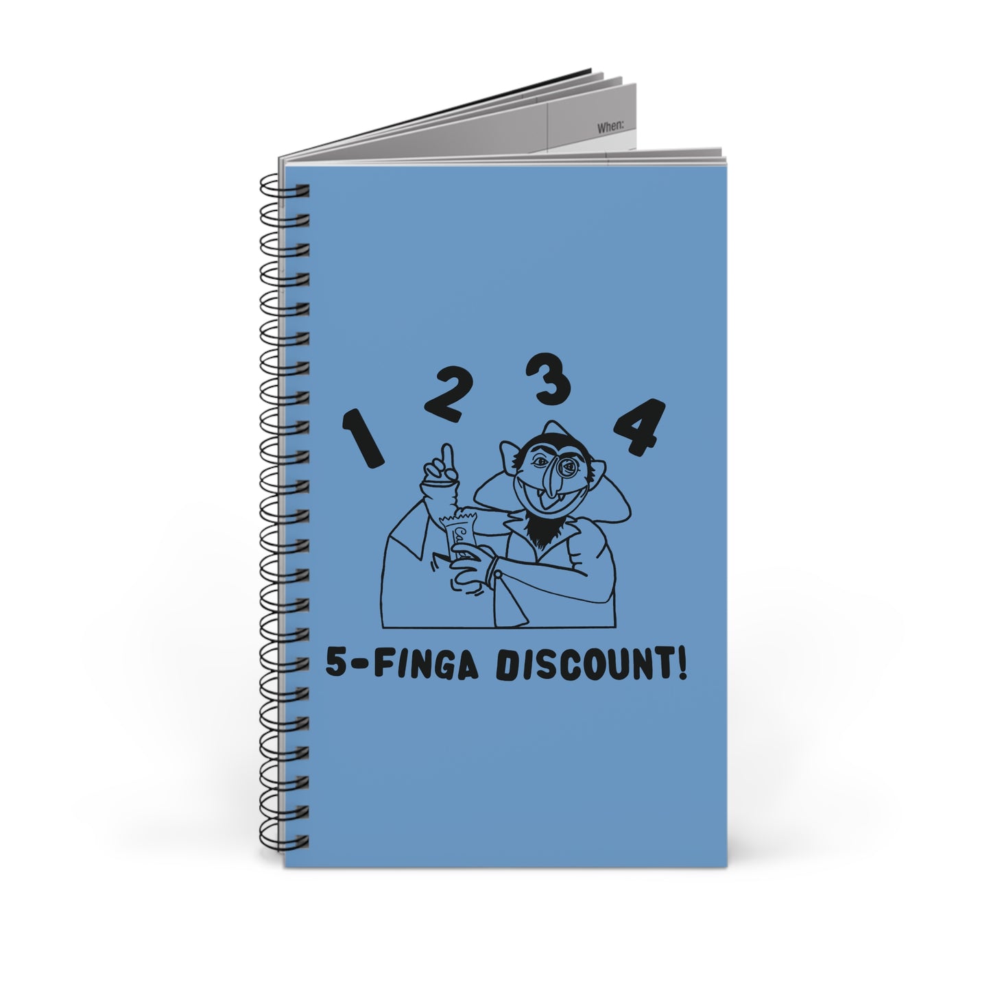 Five Finger Discount Outline Notebook Light Blue - Sesame Street Parody The Count Spiral Notebook