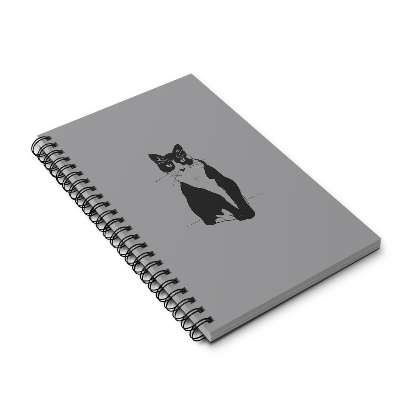 Cat Notebook in Grey (Transparent Style Cat) - Cat Spiral Notebook