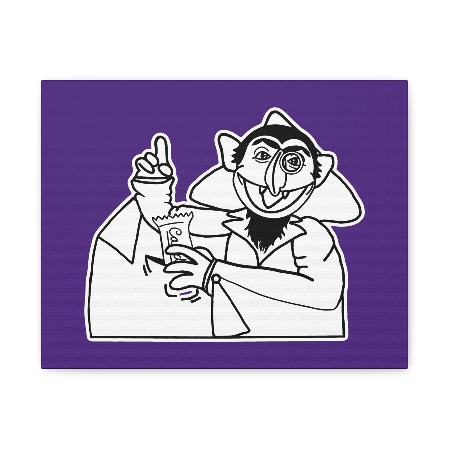 The Count Stealing Candy Outline Canvas Print Purple - Sesame Street The Count Parody Art