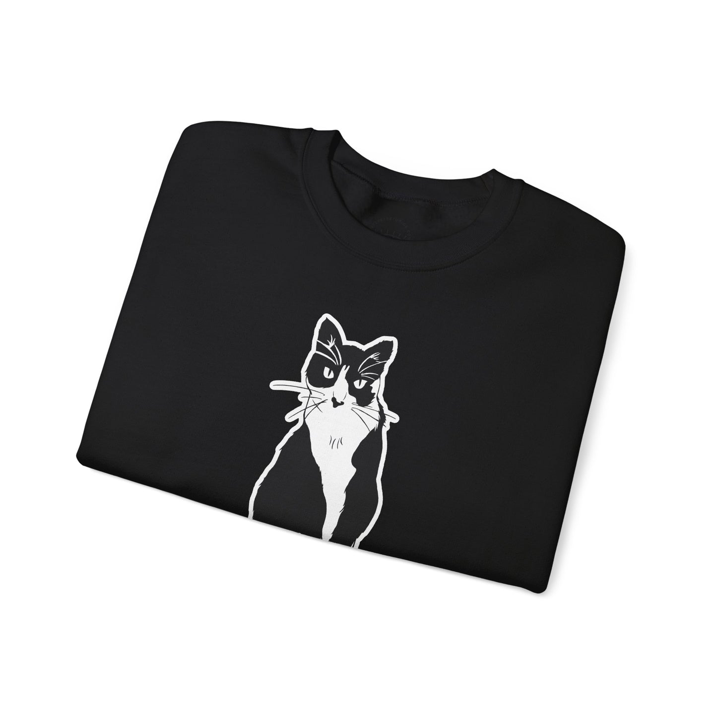 Cat Sweatshirt (Sticker Style Cat) - Cat Drawing Sweatshirt
