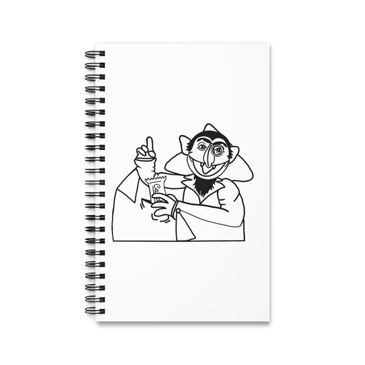 The Count Stealing Candy Outline Notebook White - Sesame Street The Count Parody Spiral Notebook