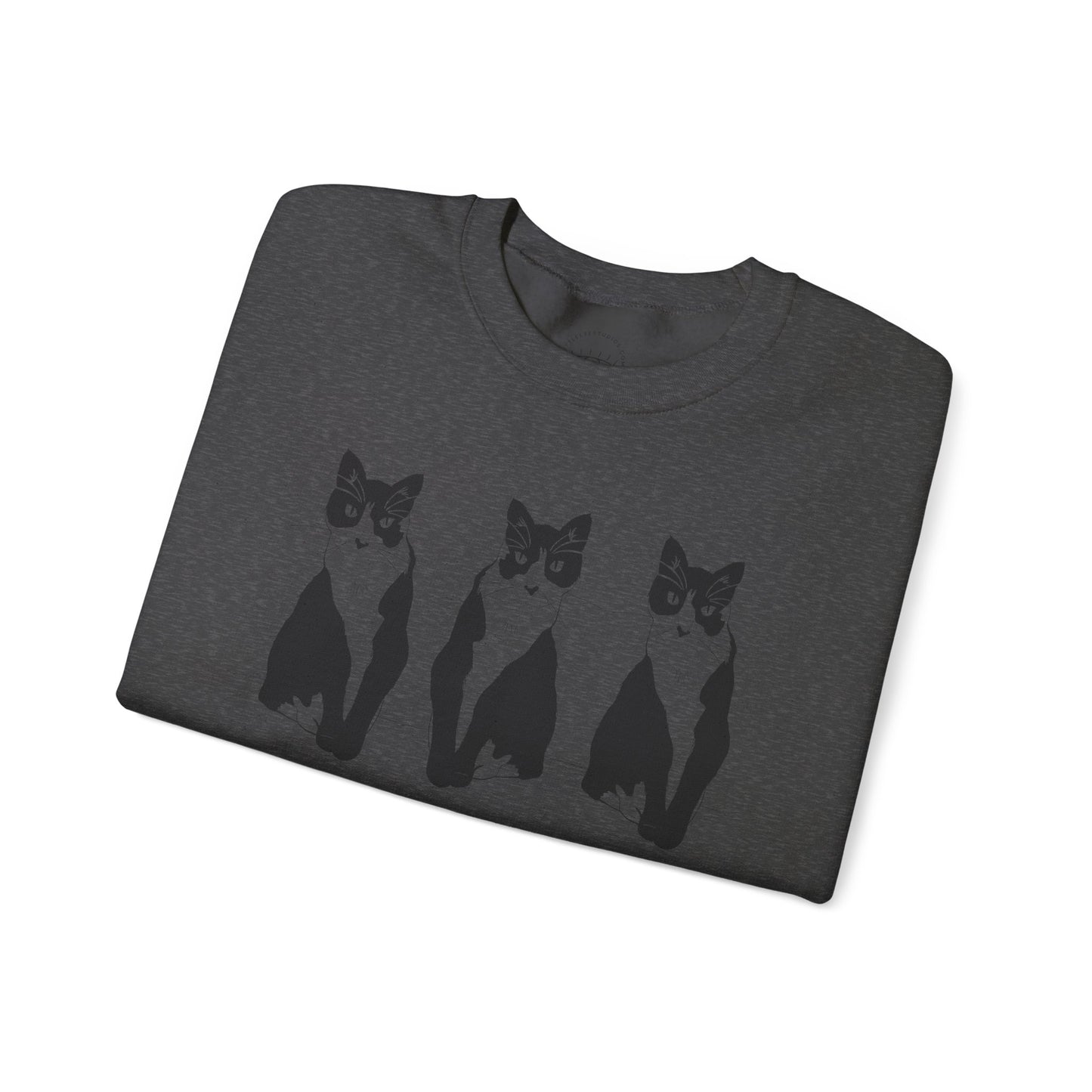 Cat x3 Sweatshirt (Transparent Style Cat) - Cat Drawing Sweatshirt